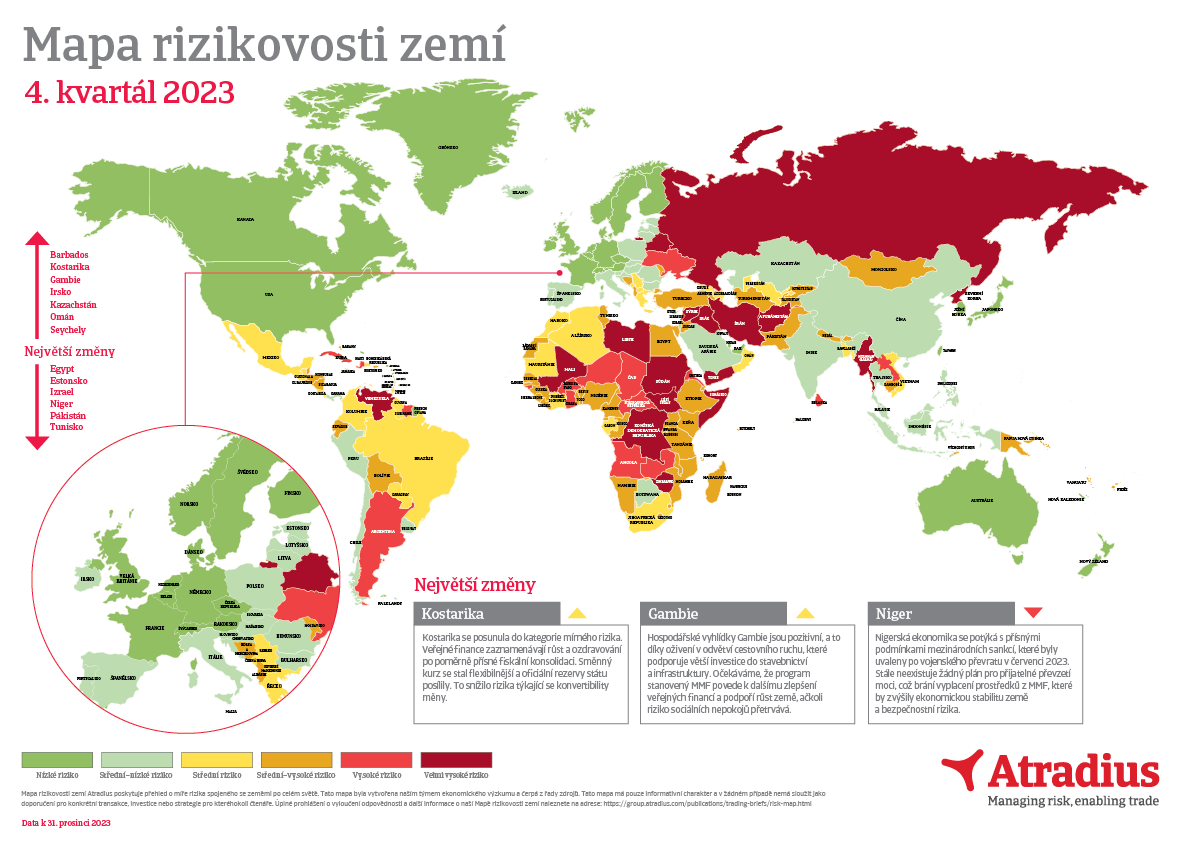 Mapa rizik | Atradius Country Risk Map Q4 2023 