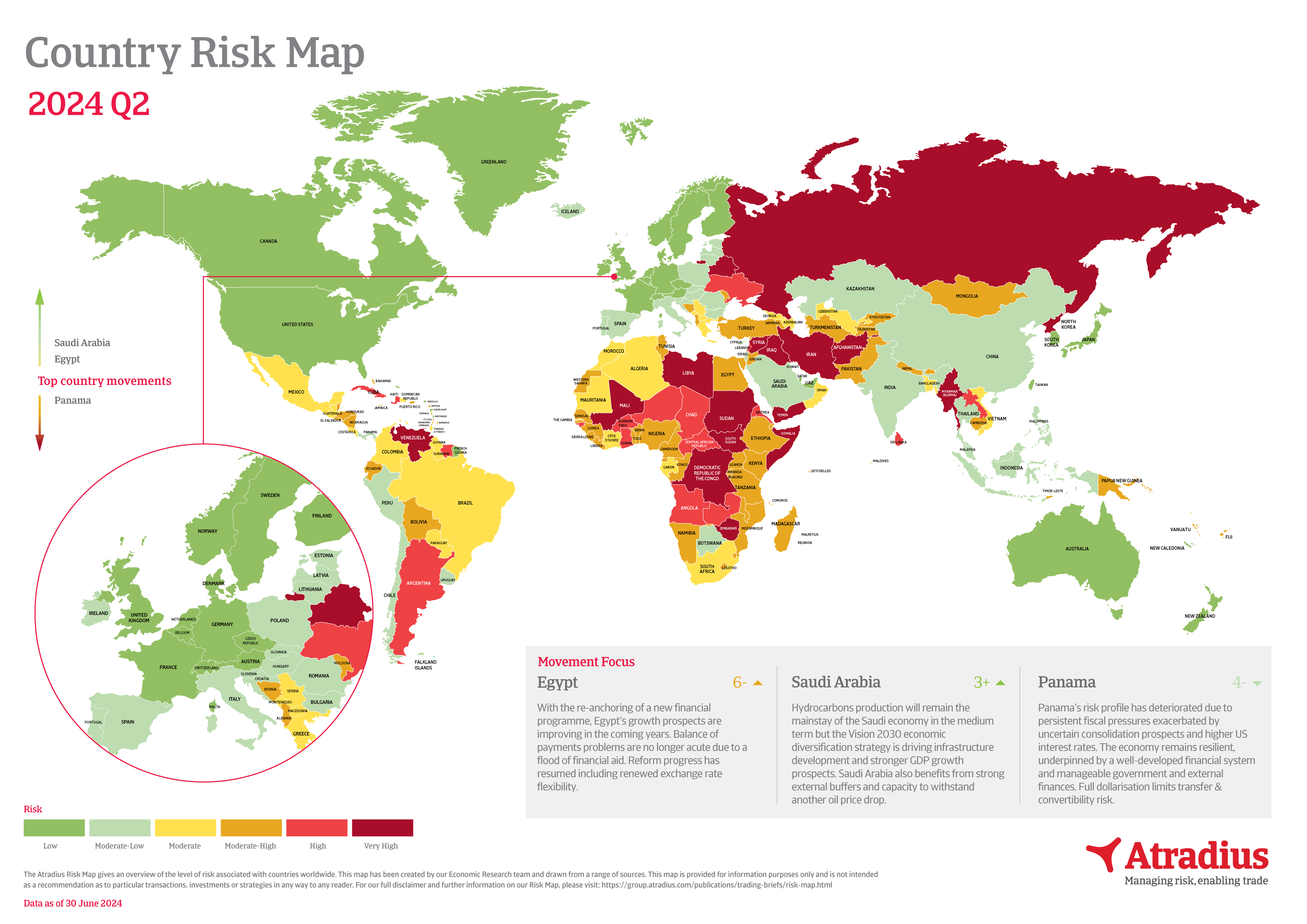 Mapa rizik | Atradius Country Risk Map Q2 2024