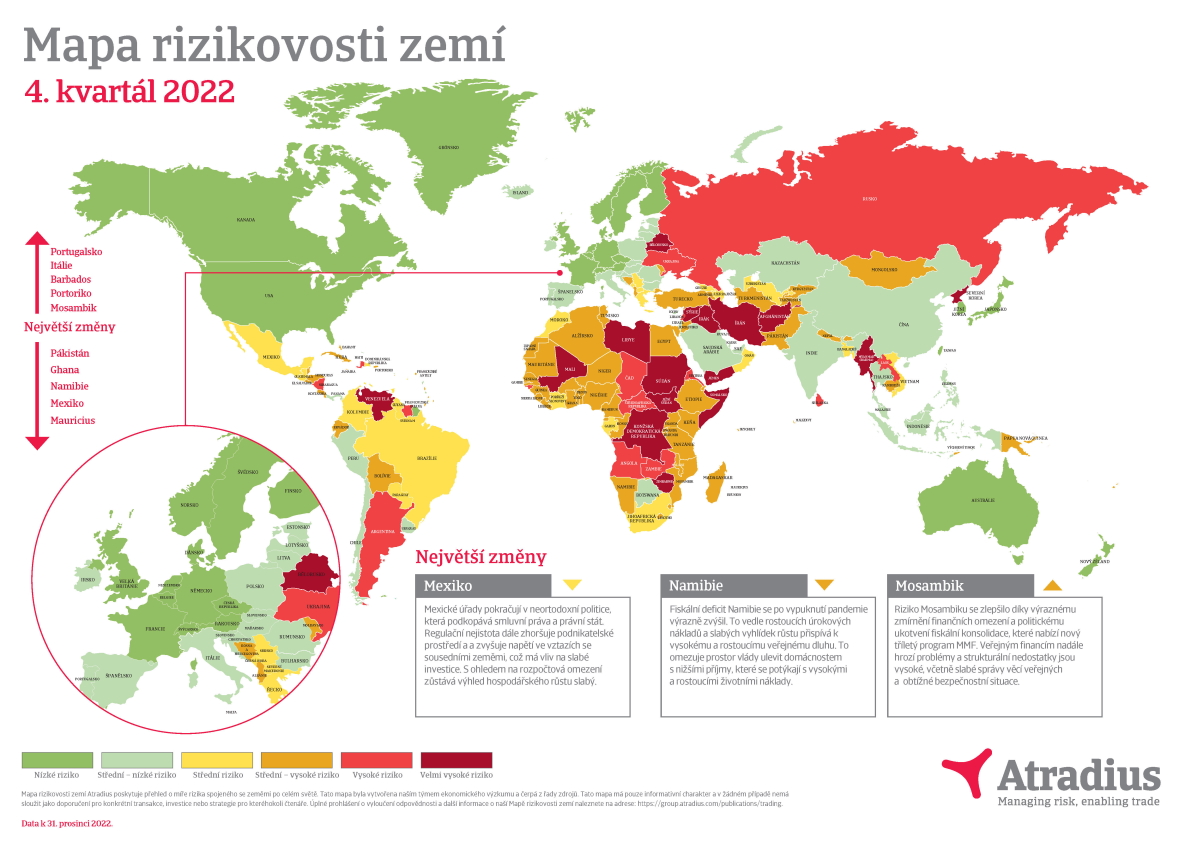 Mapa rizik | Atradius Country Risk Map Q4 2022
